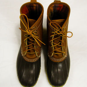 LL Bean Boots Tumbled Leather Chamois Lined Sz 12